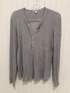 James Perse Soft Heather Gray Waffle Top 4